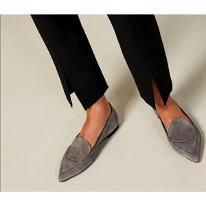 M.Gemi Stellato Anello Gray Suede Pointed Flat Size 37.5/7